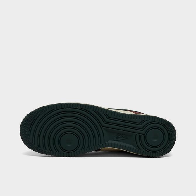 Bottom view of Men's Nike Air Force 1 '07 LV8 Casual Shoes in Coconut Milk/Dark Team Red/Bronzine/Vintage Green Click to zoom