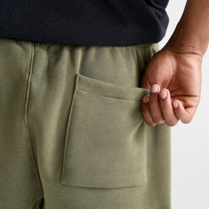 [angle] view of Men's Jordan Air Stretch Logo Fleece Jogger Sweatpants in Medium Olive Click to zoom