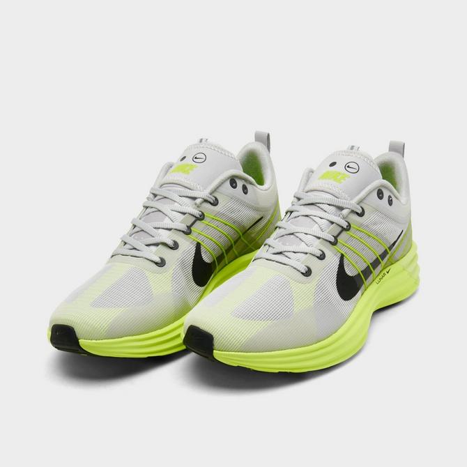 Three Quarter view of Men's Nike Lunar Roam Casual Shoes in Neutral Grey/Volt/Photon Dust/Black Click to zoom