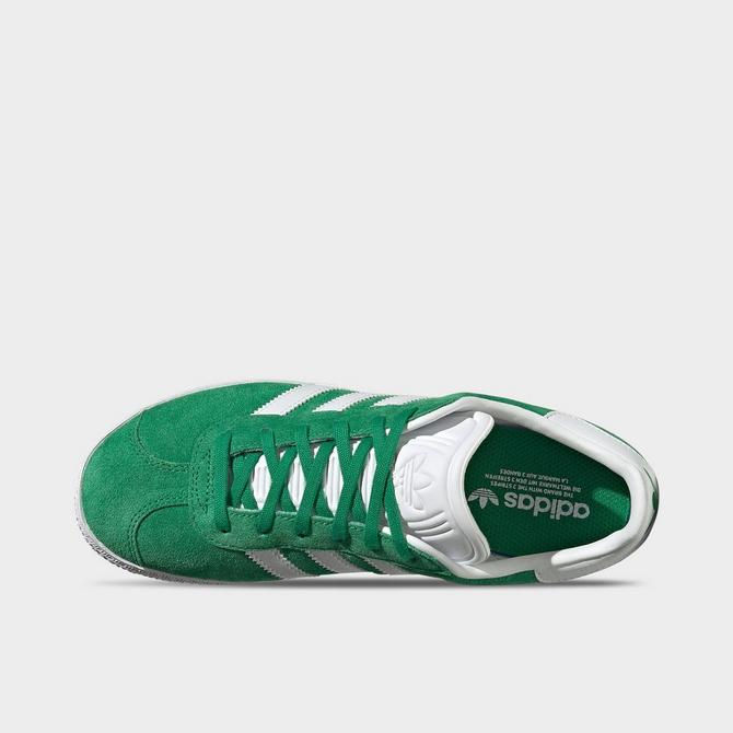 Back view of Big Kids' adidas Originals Gazelle Casual Shoes in Green/White/Gold Metallic Click to zoom