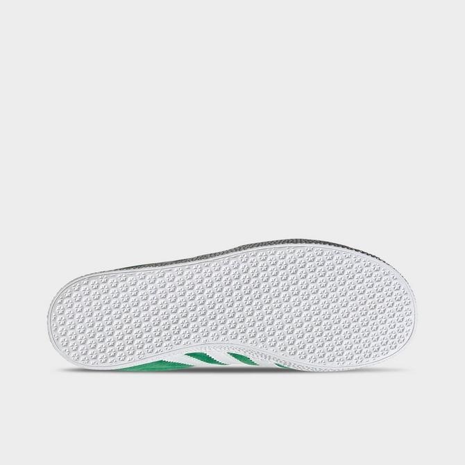 Bottom view of Big Kids' adidas Originals Gazelle Casual Shoes in Green/White/Gold Metallic Click to zoom
