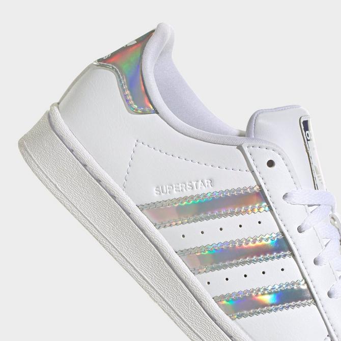 Adidas white & outlet silver superstar trainers junior