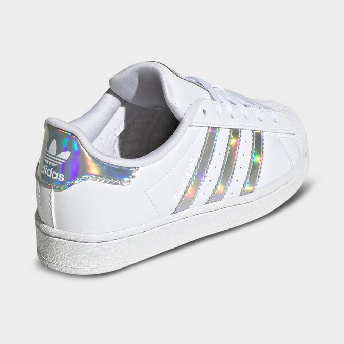 Adidas white & outlet silver superstar trainers junior