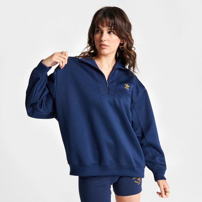 Women's adidas adicolor Classics Oversized Quarter-Zip Sweatshirt| JD Sports