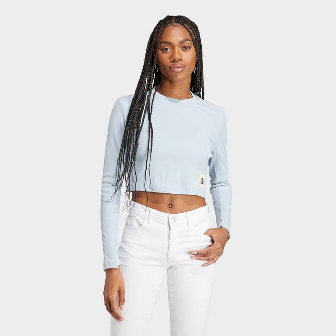 Bachelor opleiding Wiegen Sneeuwstorm Women's adidas Lounge Ribbed Cropped Long-Sleeve T-Shirt| JD Sports