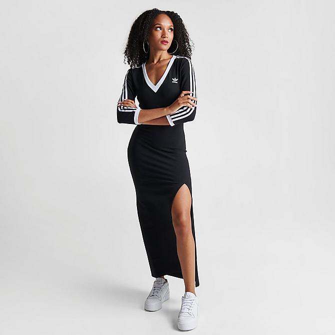 Women\'s adidas adicolor Classics 3 Stripes V-Neck Midi Dress| JD Sports