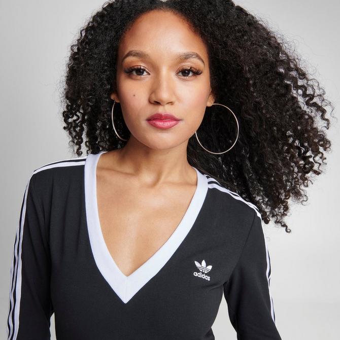 Women's adidas adicolor Classics 3 Stripes V-Neck Midi Dress| JD Sports