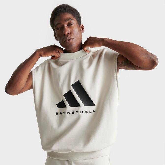 Shop adidas One Fleece Sleeveless Crewneck IA3417 white