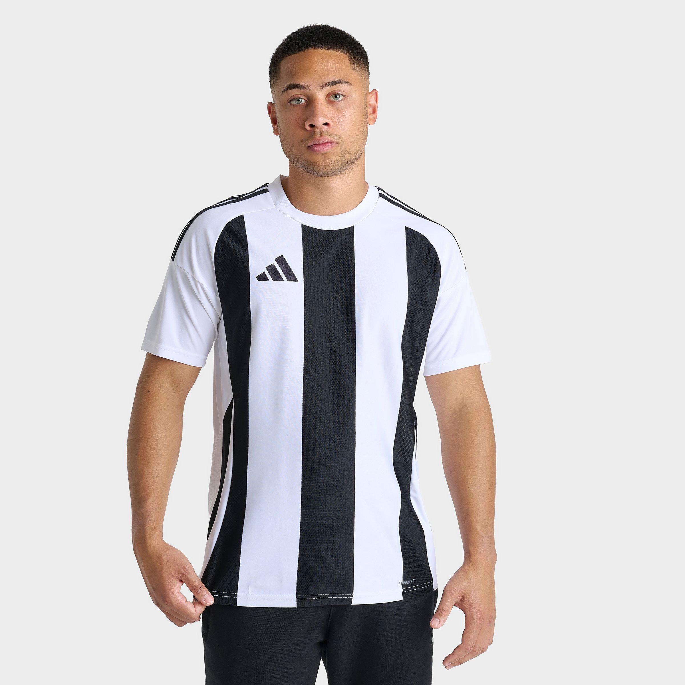 Adidas Men s White Black Striped Soccer Jersey Medium JD Sports