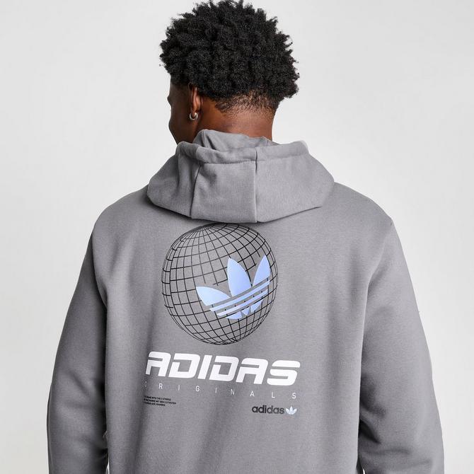 Adidas men's trefoil logo graphic outlet pouch pocket pullover hoodie