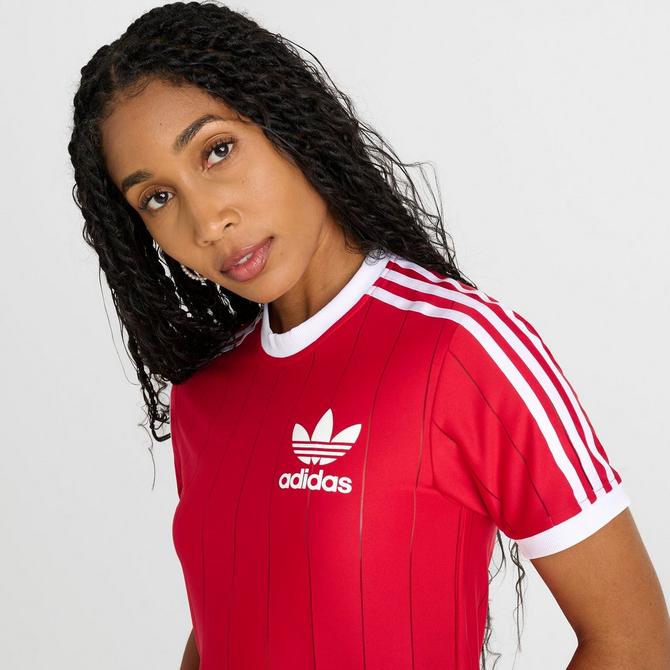 Red adidas shirt women's on sale