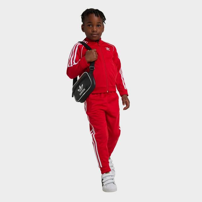 Boys adidas tracksuit red on sale