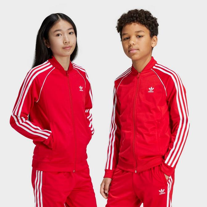 Adidas superstar red track top best sale