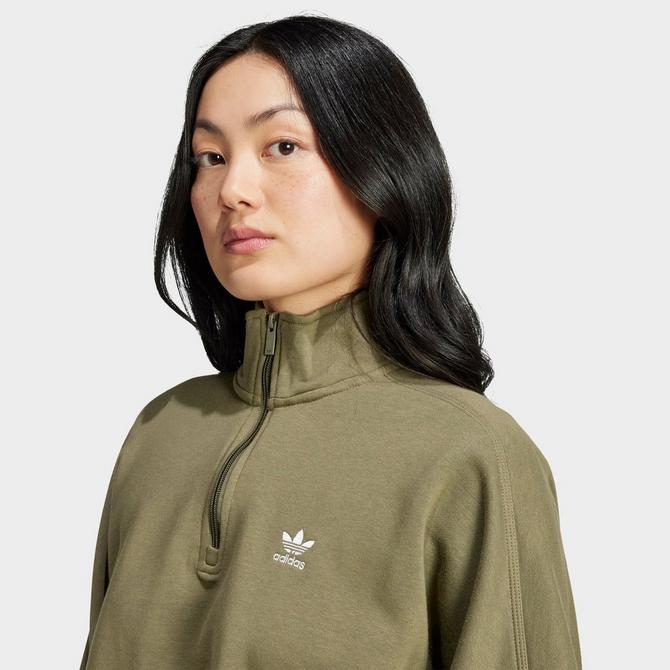 Women s adidas Originals Trefoil Essentials Half Zip Fleece Sweatshirt