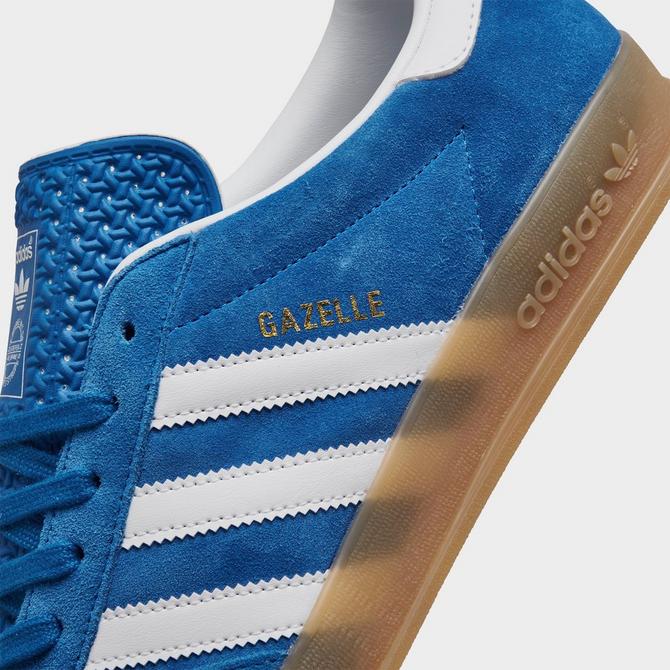 Front view of Men's adidas Originals Gazelle Indoor Casual Shoes in Bluebird/White/Gum Click to zoom