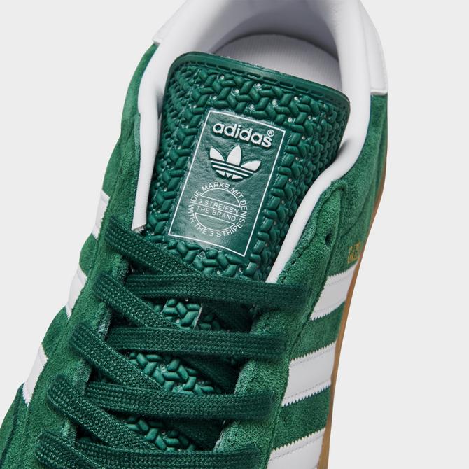 Adidas white leather green stripes best sale