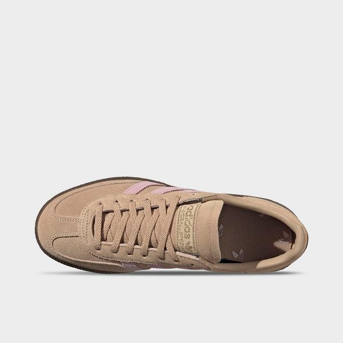 Back view of Women's adidas Originals Handball Spezial Casual Shoes in Warm Sandstone/Clear Pink/Gum Click to zoom