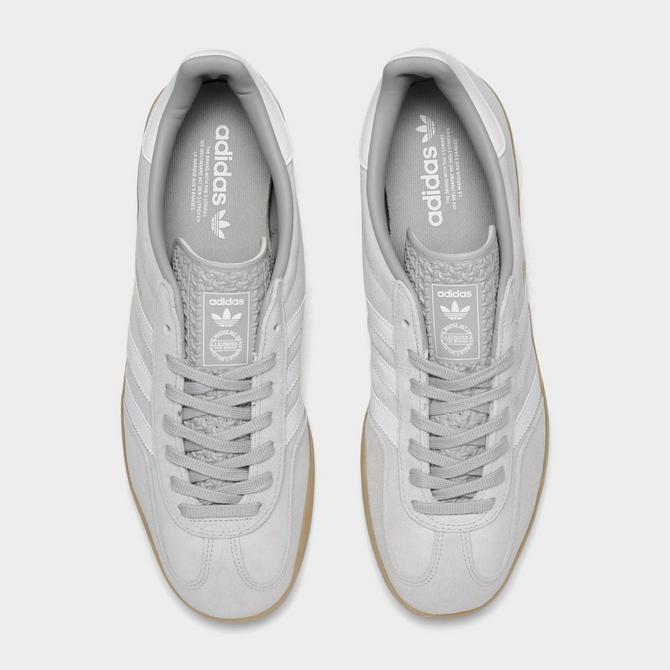 Back view of Men's adidas Originals Gazelle Indoor Casual Shoes in Grey/Cloud White/Gold Metallic/Gum Click to zoom