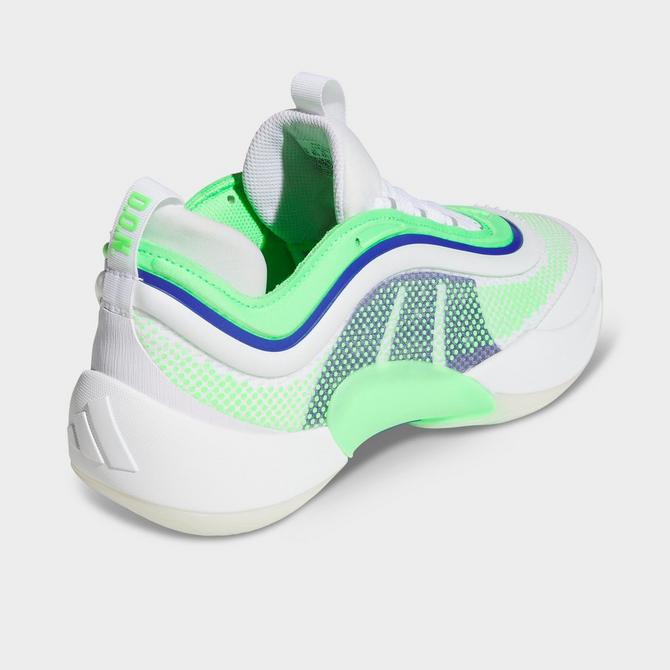 Front view of adidas D.O.N. Issue #6 Basketball Shoes in Cloud White/Screaming Green/Lucid Blue Click to zoom