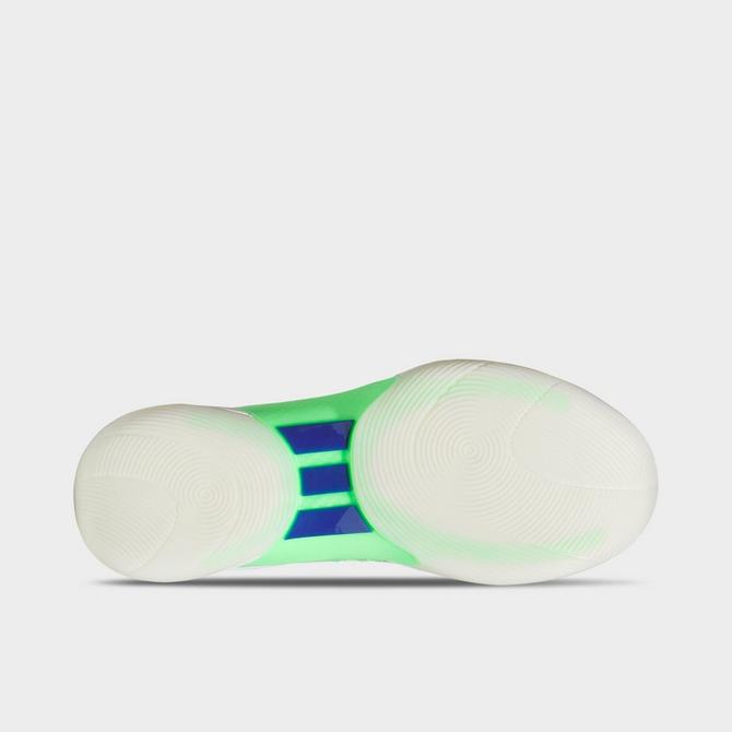 Back view of adidas D.O.N. Issue #6 Basketball Shoes in Cloud White/Screaming Green/Lucid Blue Click to zoom
