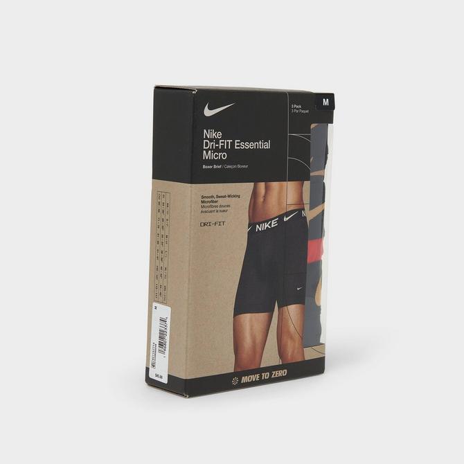 Nike Mens Dri-Fit Essential 3 Pack Micro Boxer Briefs - Black