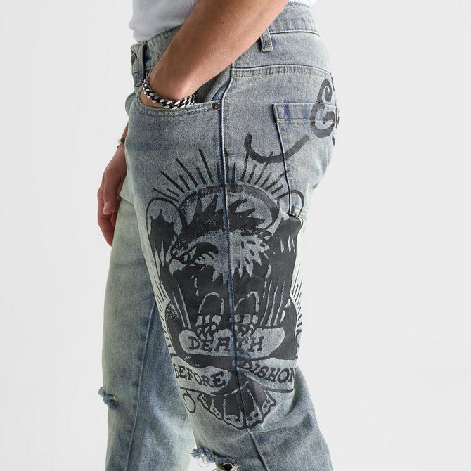 Ed Hardy Death store Before Dishonor Eagle Slim Taper Distressed Jeans Size 32