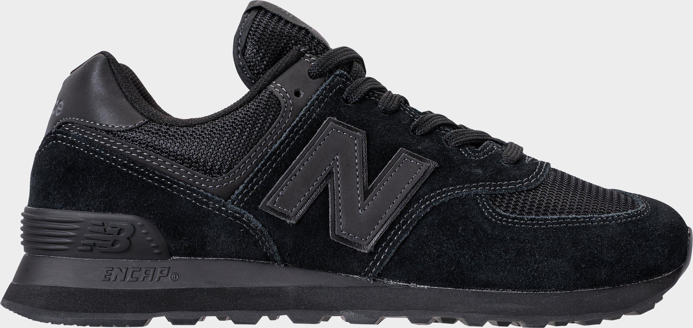 new balance 574 black leather gum