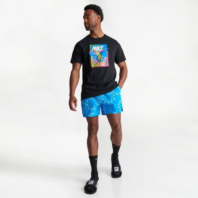 Nike swimming swoosh print lap short in outlet black