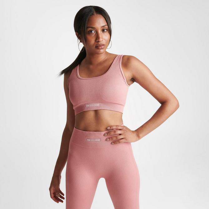Womens Activewear  GUESS Seamless Ribbed Active Bra Souvenir Pink •  Exceptionalmomchild