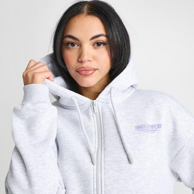 Women's Pink Soda Sport Cropped Full-Zip Hoodie