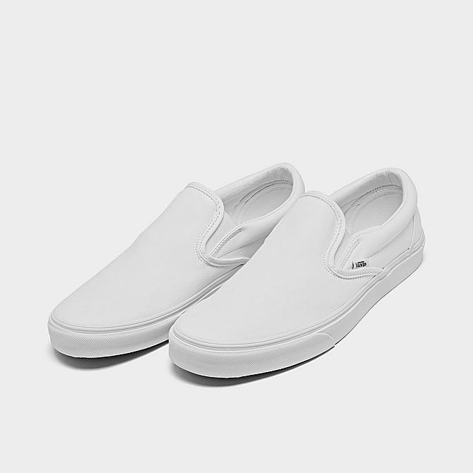Three Quarter view of Vans Classic Slip-On Casual Shoes in White Click to zoom