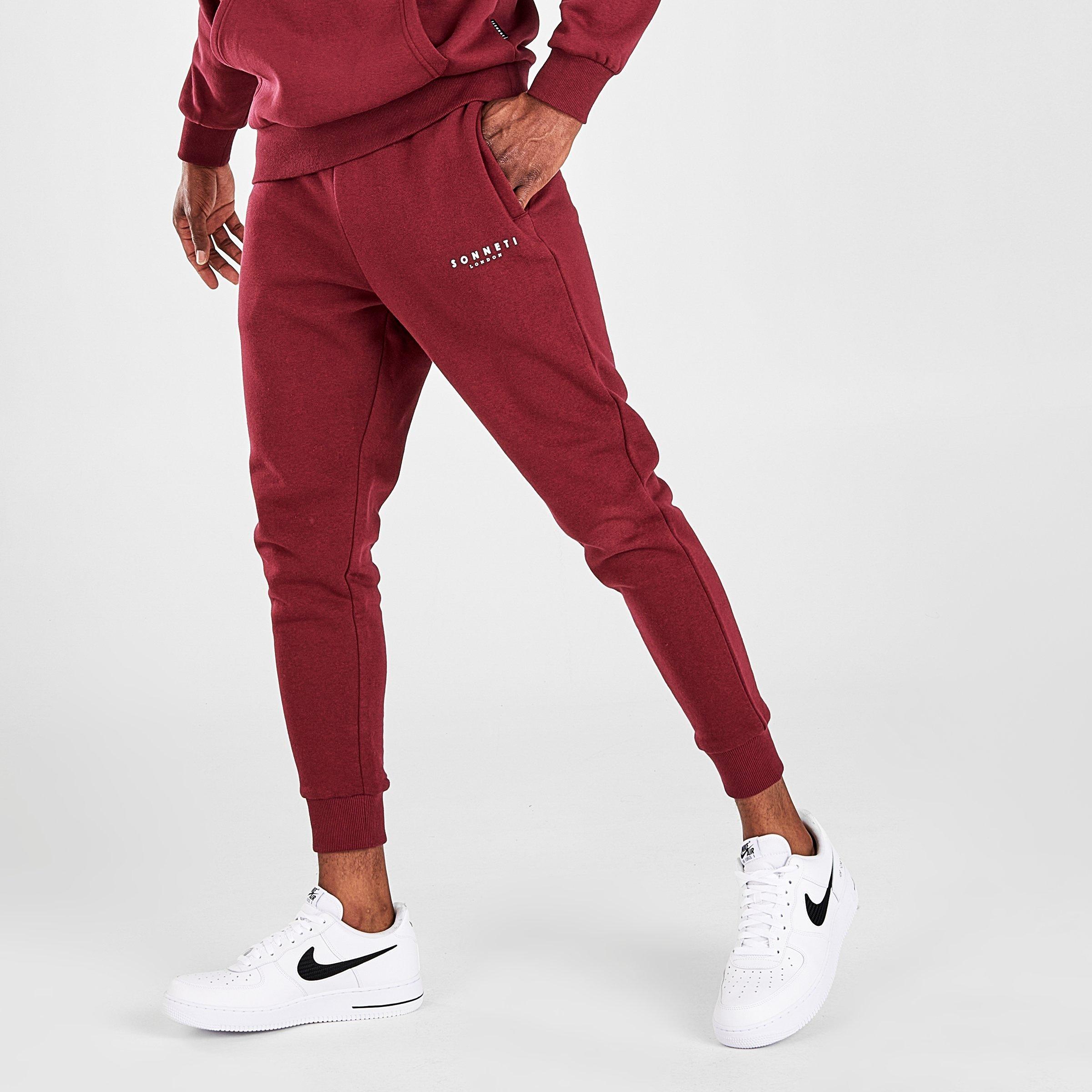 burgundy joggers mens