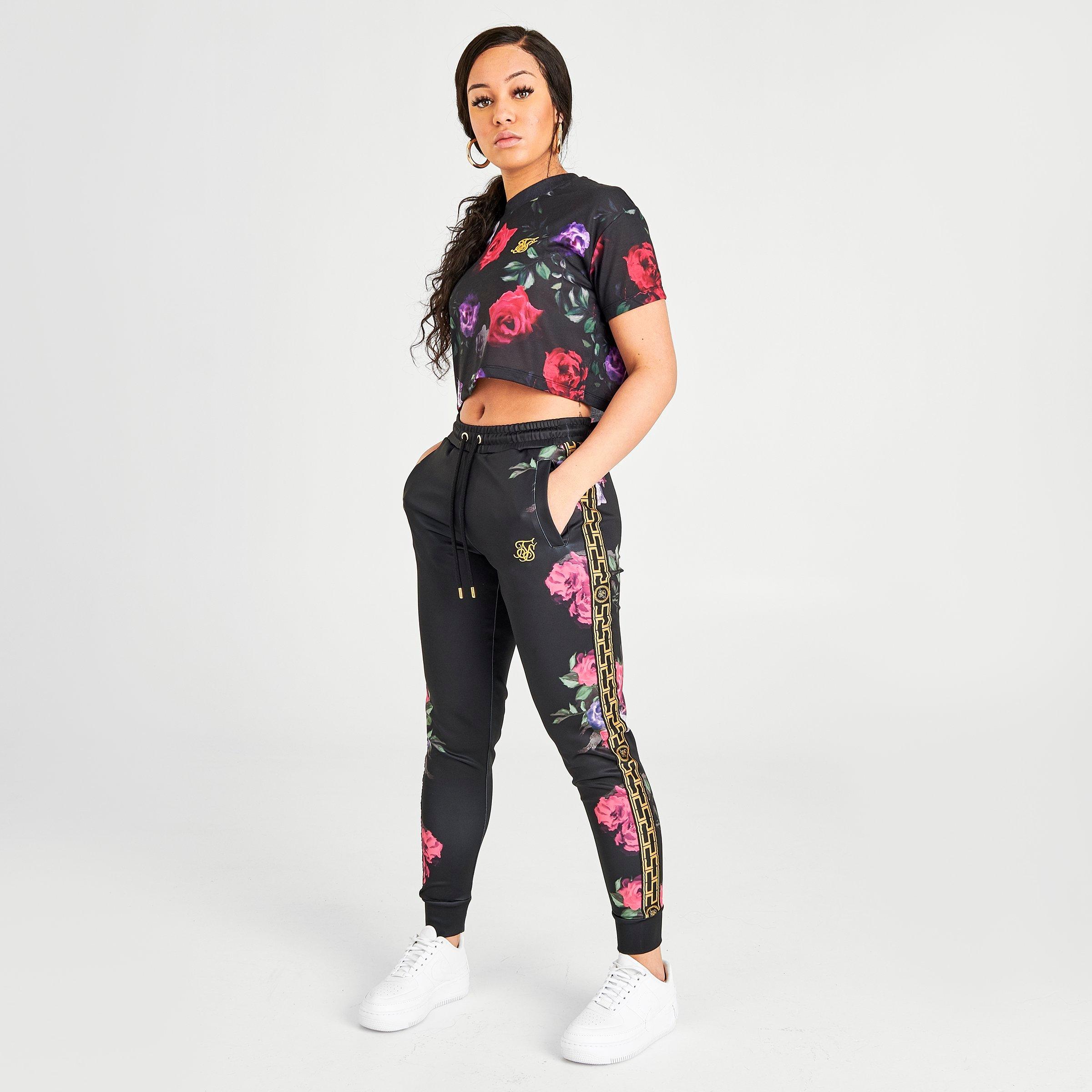 womens black sik silk joggers