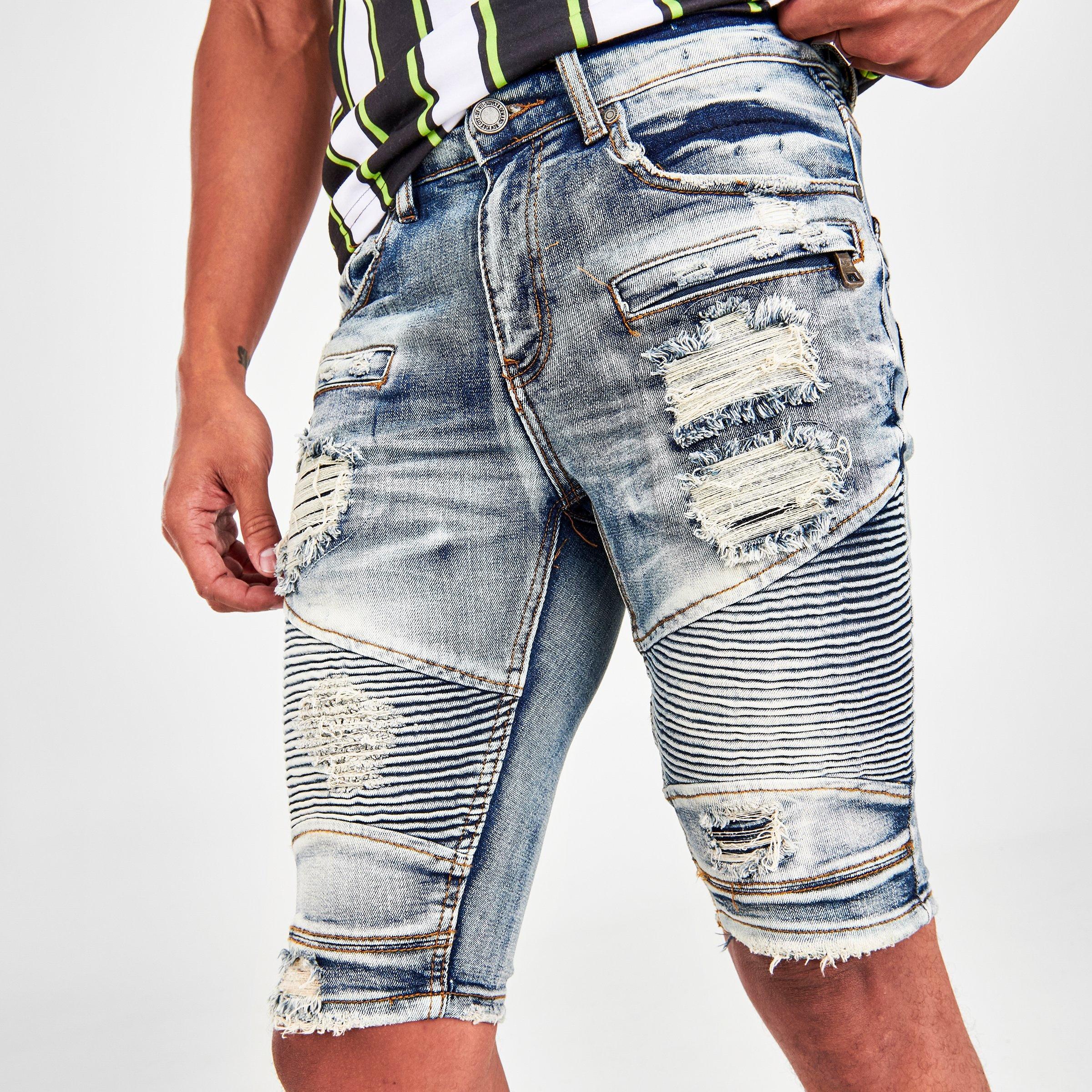 men's white jean shorts