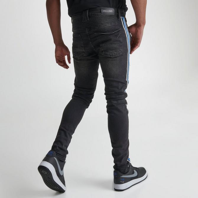 Mens black side stripe hot sale jeans