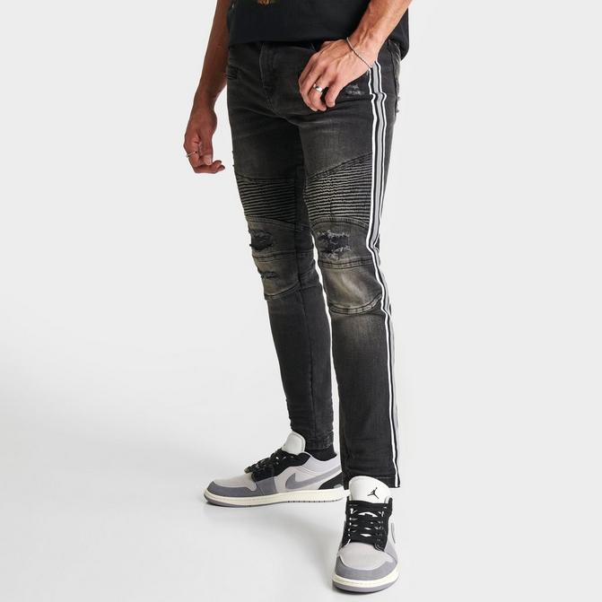 Black side stripe jeans mens on sale