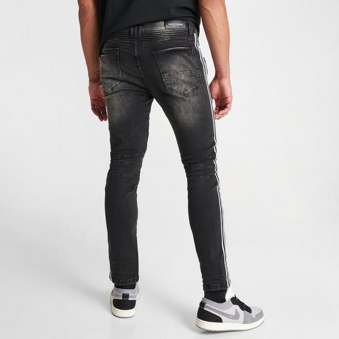 Grey jeans with store black side stripe