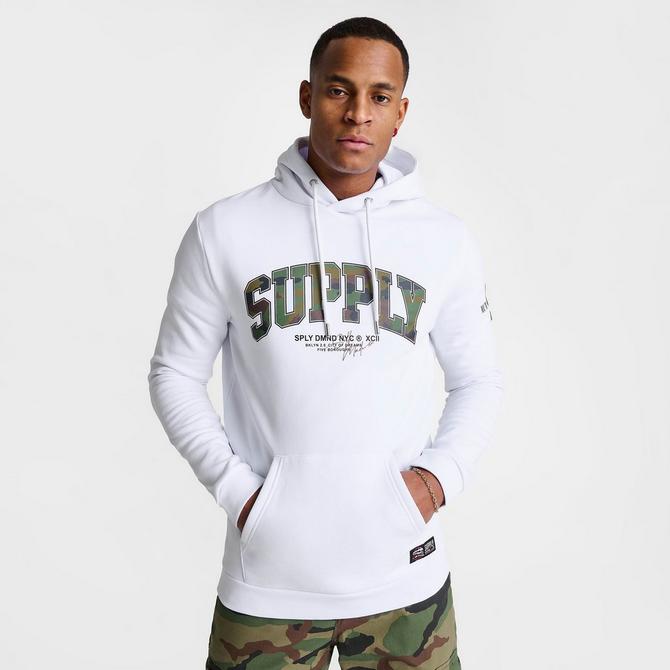 Men's Derrty Ent White and Gray Camo Pullover Hoodie