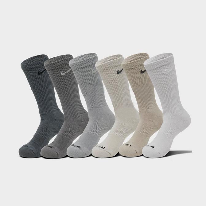 NIKE EVERYDAY CUSHION CREW SOCK - 3 OR 6 PACK BLACK SPORTS SOCKS DRI-FIT