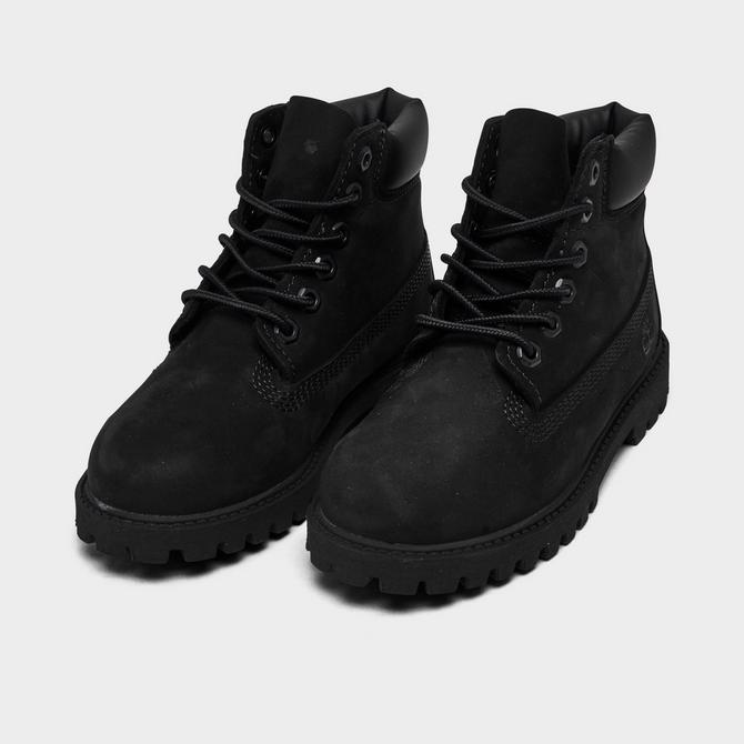 Three Quarter view of Kids' Toddler Timberland 6 Inch Premium Waterproof Boots in Black Click to zoom