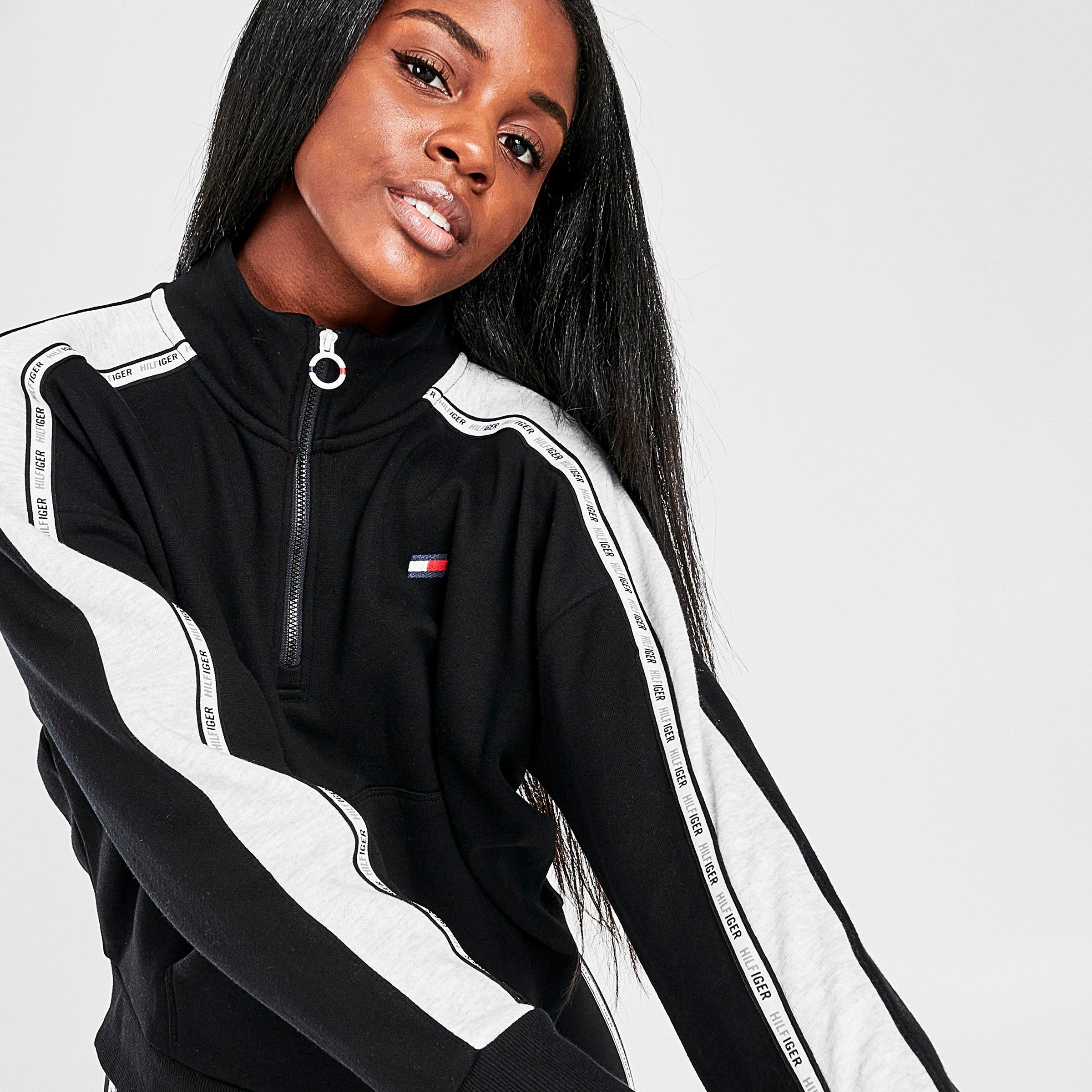 tommy hilfiger tape grey half zip sweatshirt