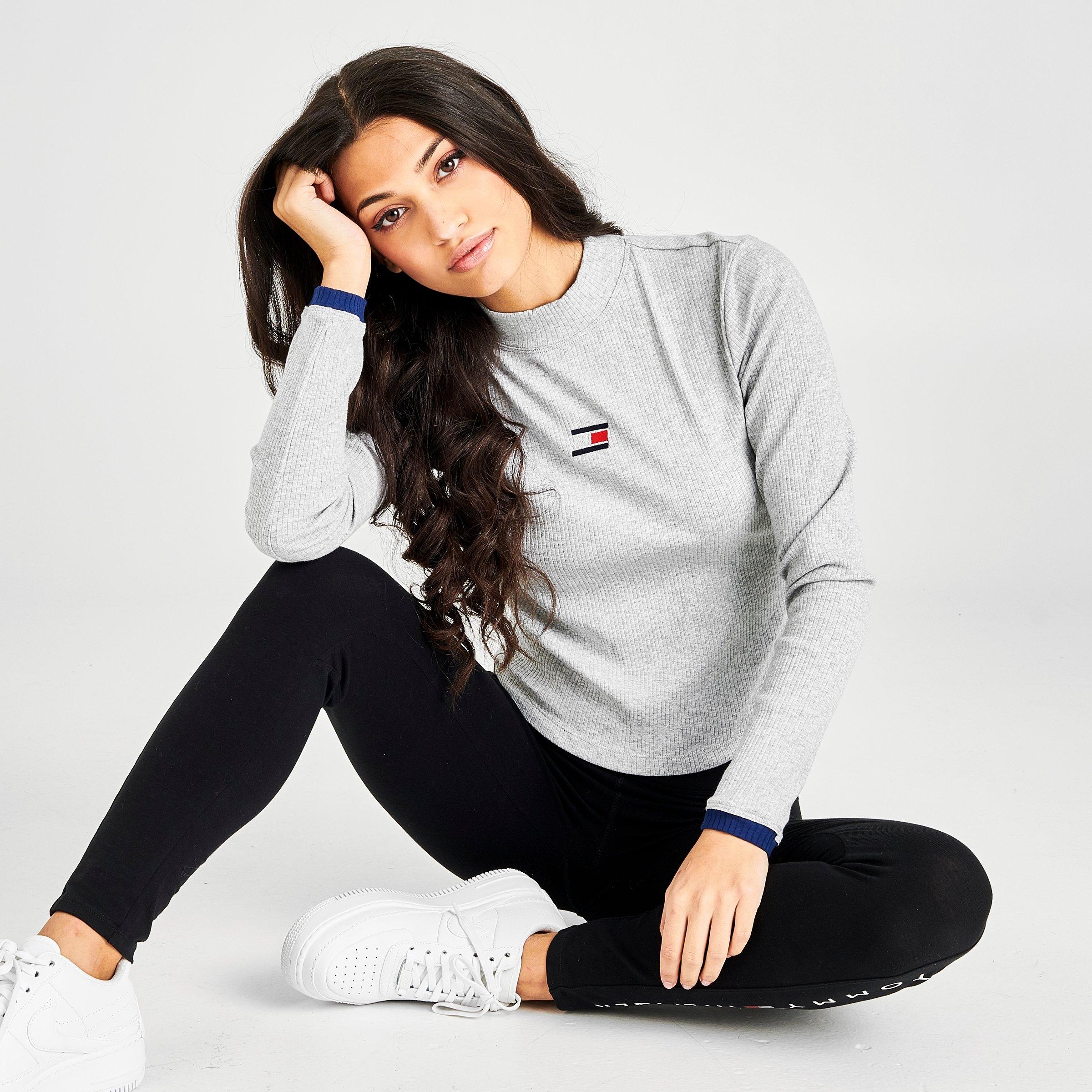 tommy hilfiger mock neck cropped sweatshirt