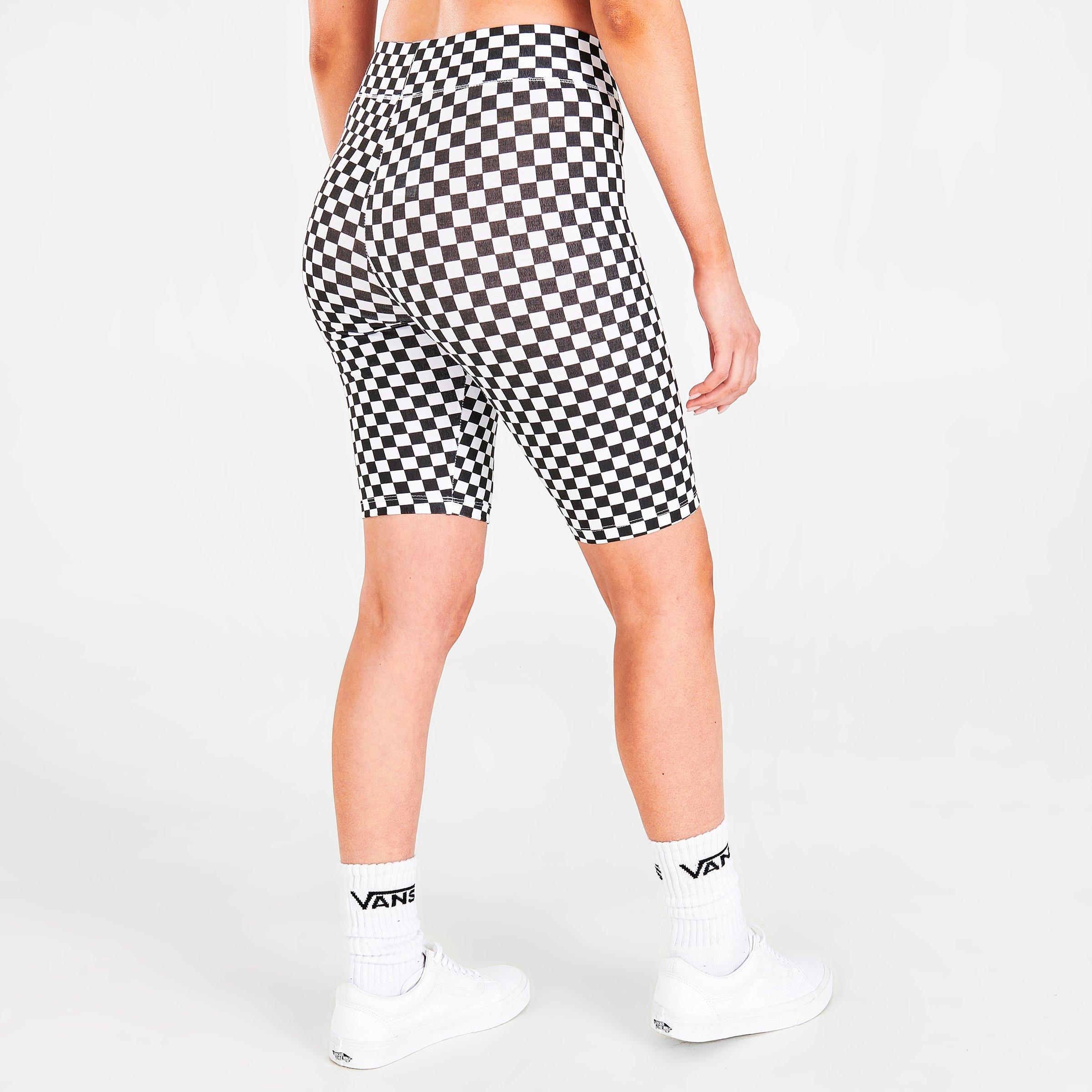 black and white checkered biker shorts