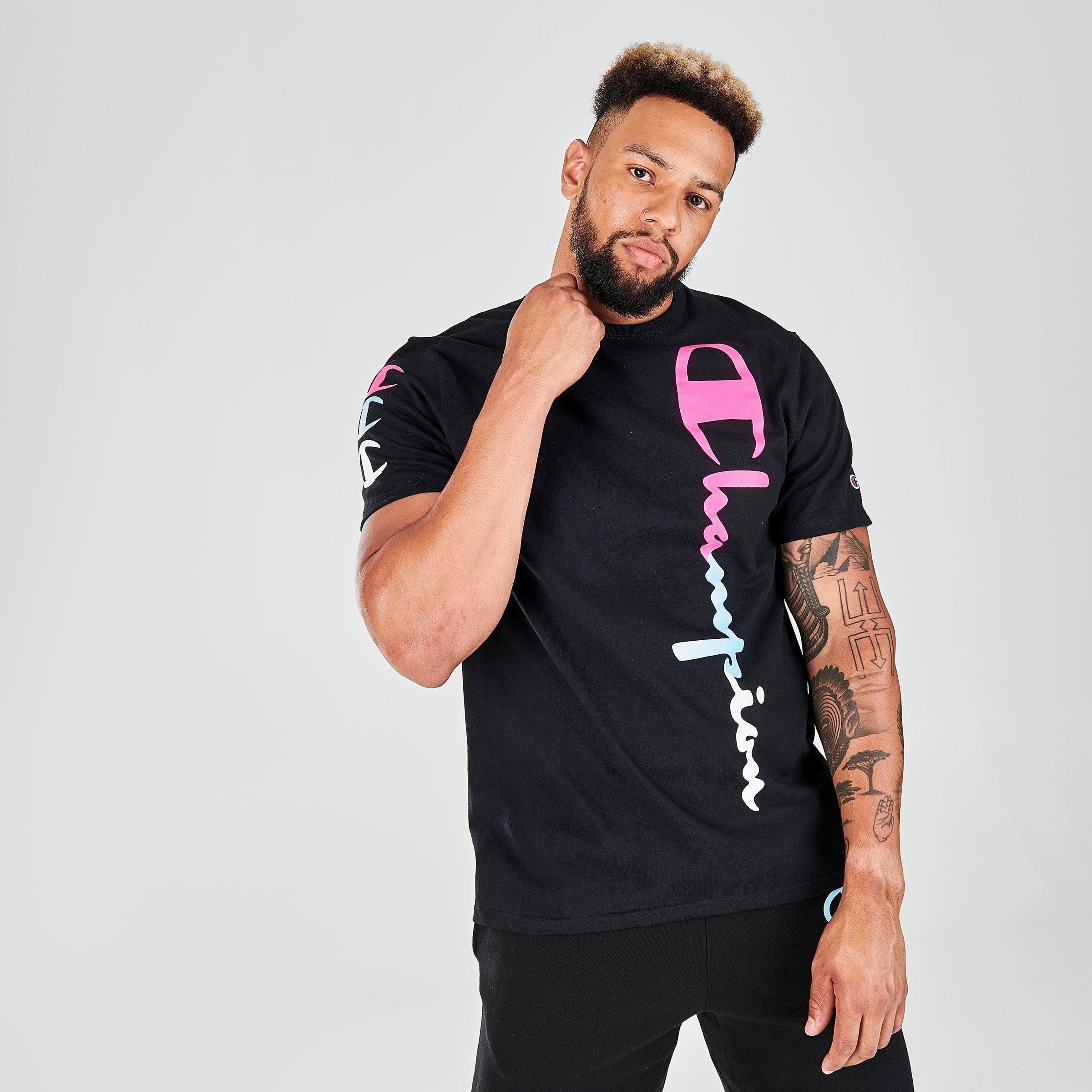 black and pink champion shirt