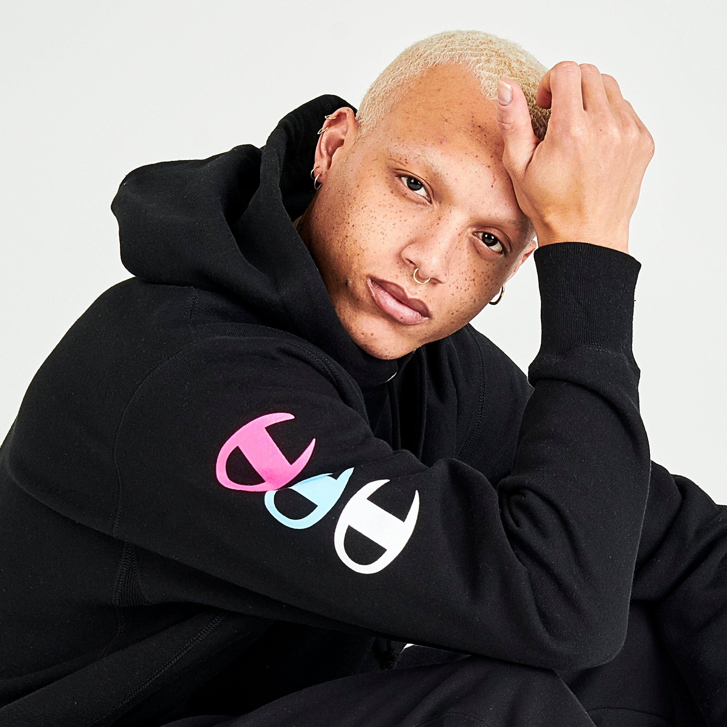 champion multi logo sleeve hoodie