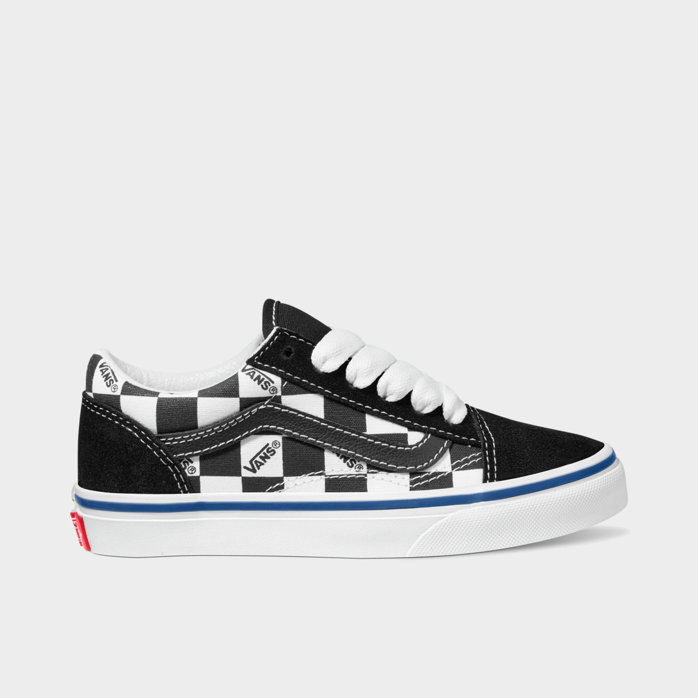 Vans Little Kids Old Skool Casual Shoes in Logo Check Black/White Size: 1