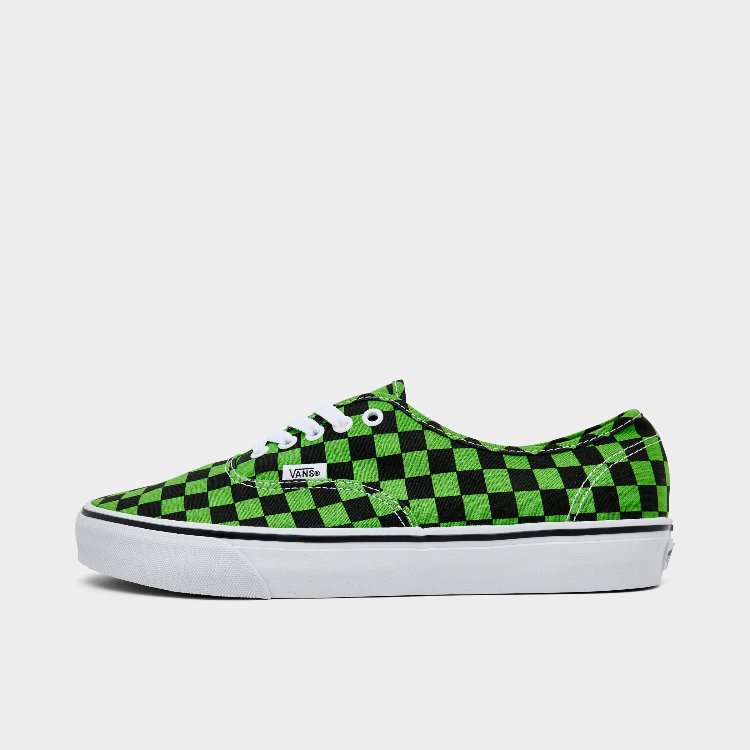 Vans Men's Authentic Casual Shoes in Checkerboard Green/Black Size: 9.0