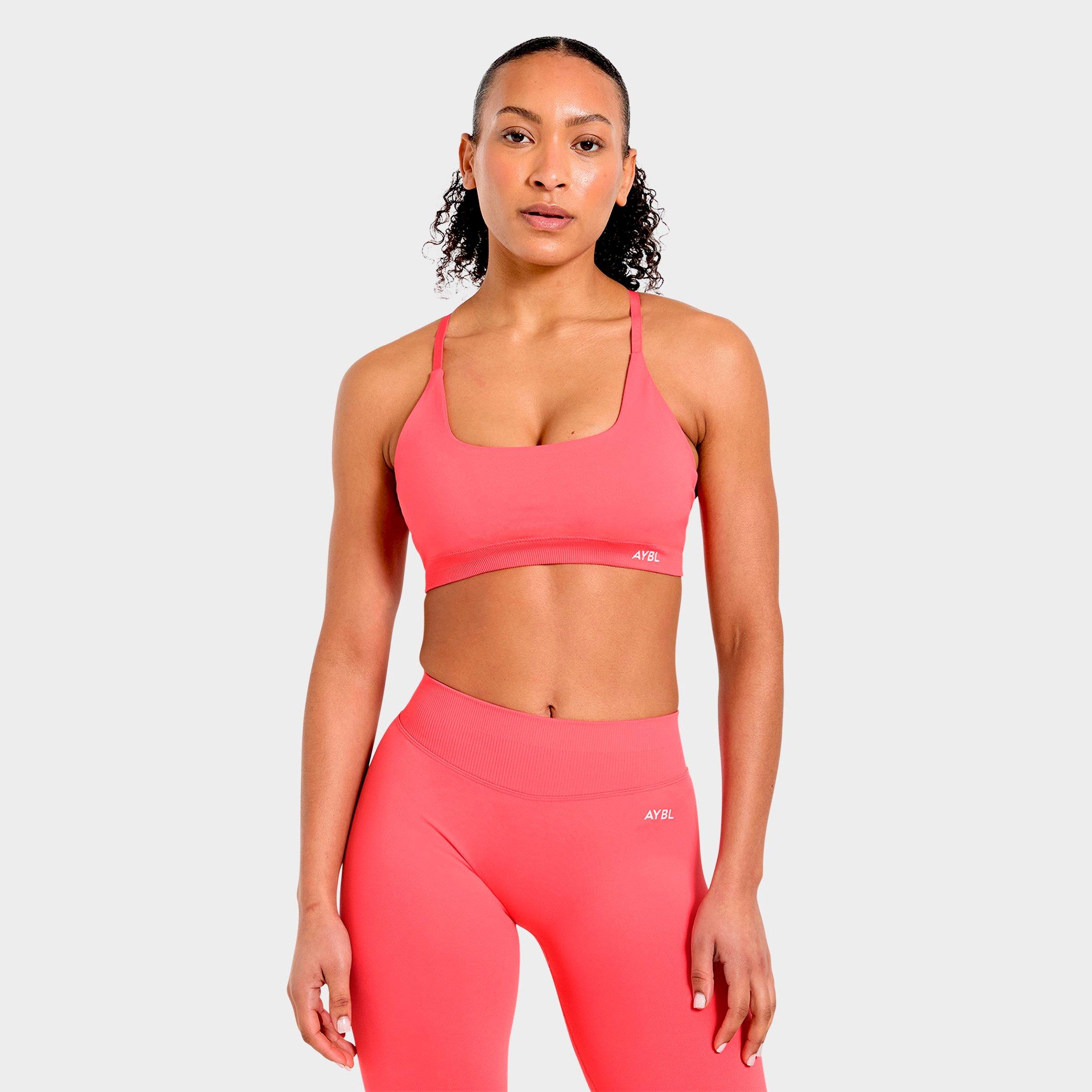AYBL Women's Enhance Seamless Sports Bra in Summer Coral Size: Medium