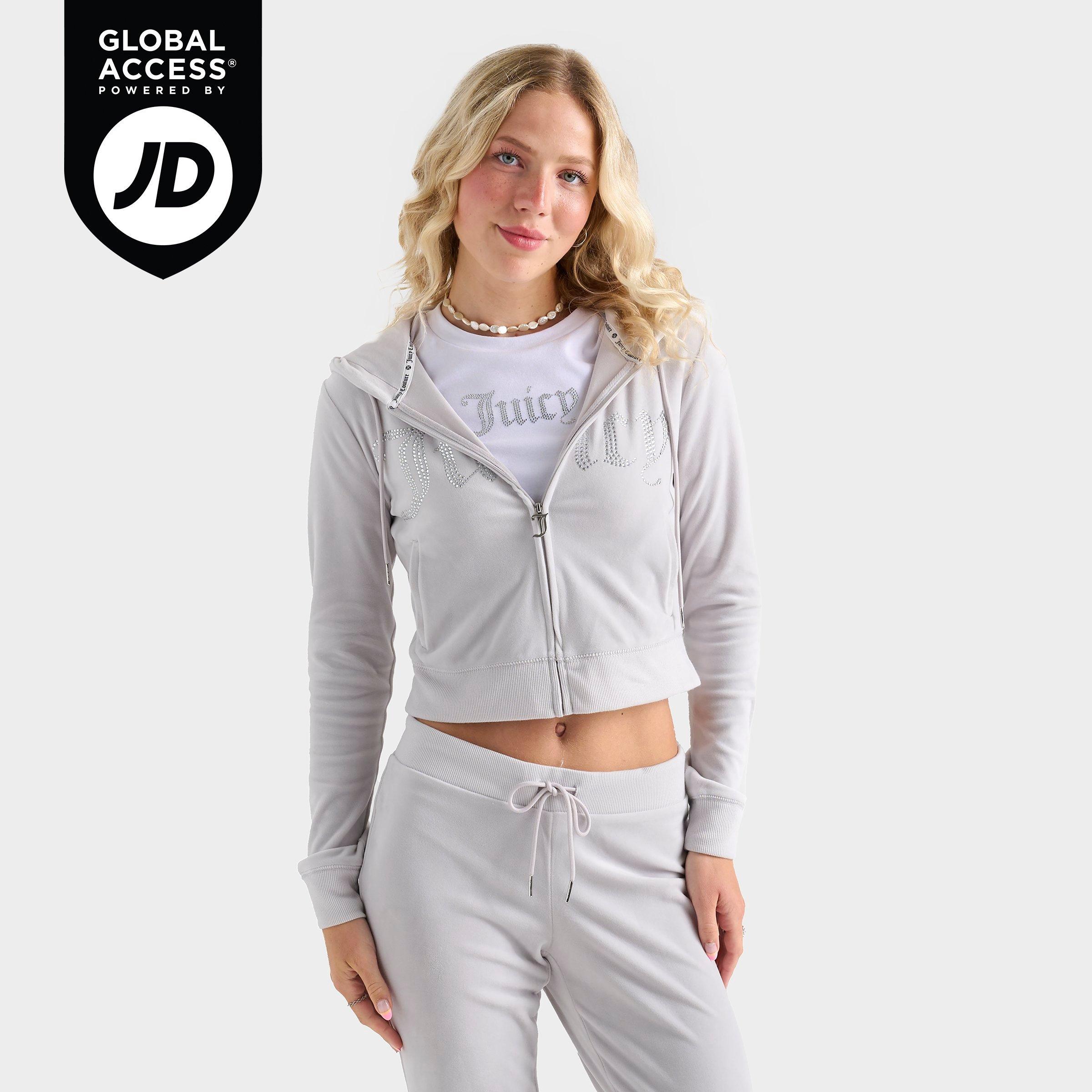 Juicy Couture Women's Bling Front Hoodie in Ash Grey Size: XS