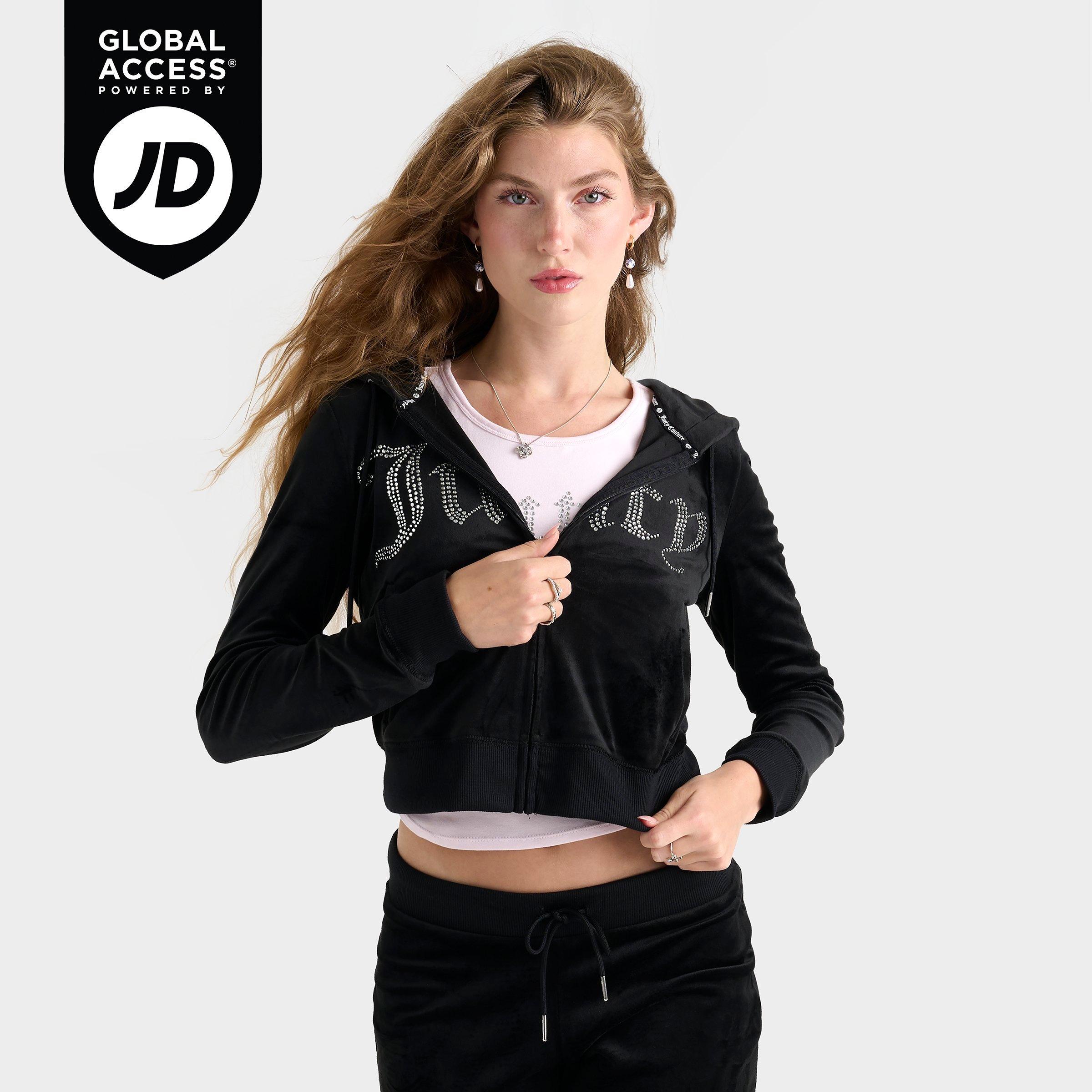 Juicy Couture Women's Bling Front Hoodie in Liquorice Size: XS